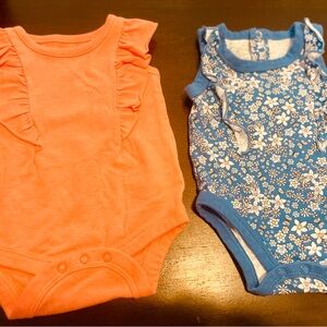 Coral and Blue Floral Kids One Pieces